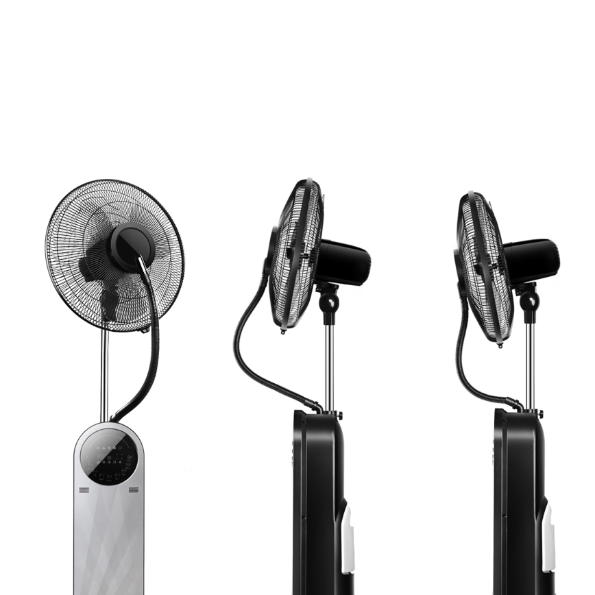 Aigostar - Statīva ventilators ar miglas efektu 95W/230V melna/pelēka + tālvadības pults