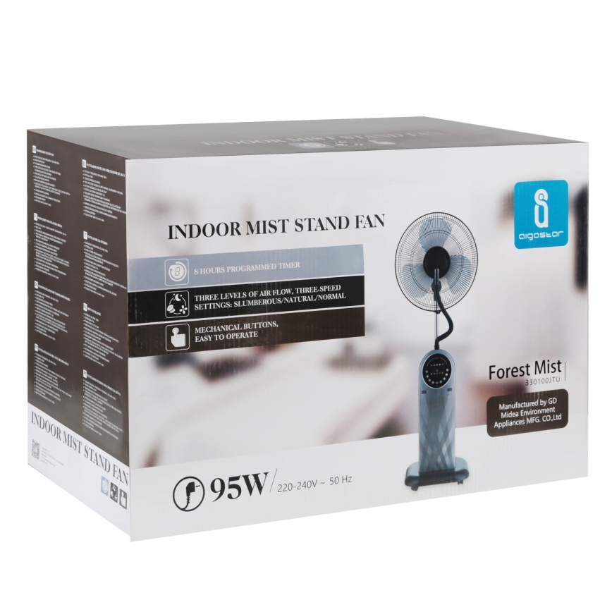 Aigostar - Statīva ventilators ar miglas efektu MIST 95W/230V + tālvadības pults