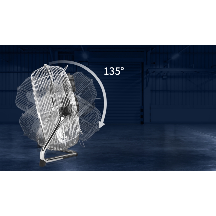 Aigostar - Grīdas ventilators 100W/230V Ø 54 cm spīdīga hroma apdare