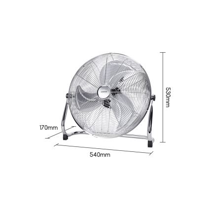 Aigostar - Grīdas ventilators 100W/230V Ø 54 cm spīdīga hroma apdare