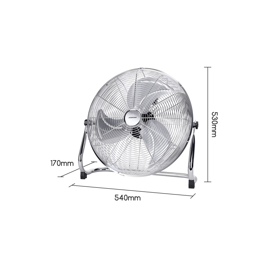 Aigostar - Grīdas ventilators 100W/230V Ø 54 cm spīdīga hroma apdare