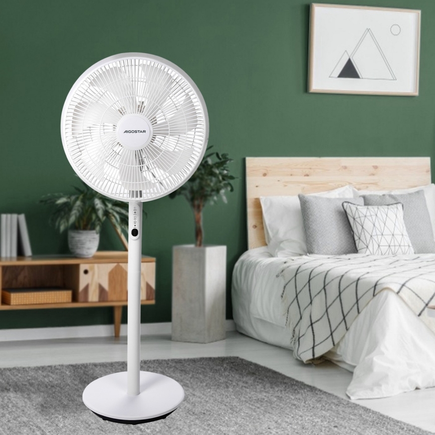 Aigostar - Stāvvietas ventilators 2in1 45W/230V balts + tālvadība
