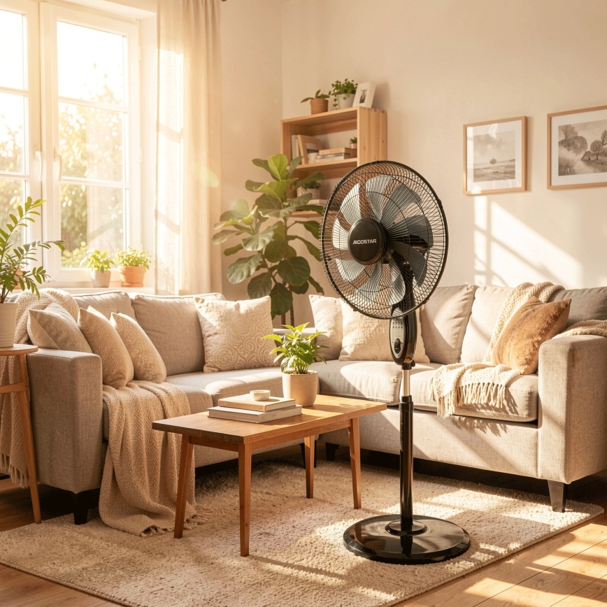 Aigostar - statīva ventilators 55W/230V 130 cm melns + tālvadība