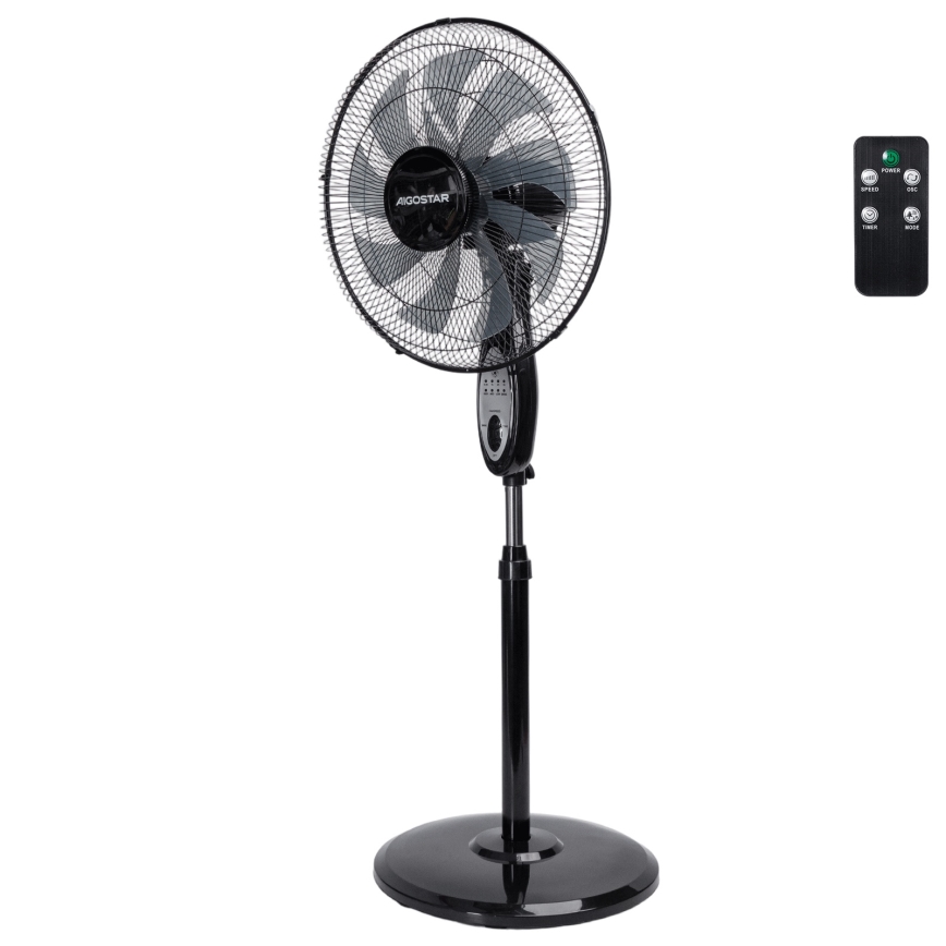 Aigostar - statīva ventilators 55W/230V 130 cm melns + tālvadība