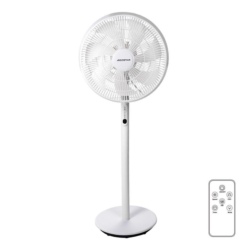 Aigostar - Stāvvietas ventilators 2in1 45W/230V balts + tālvadība