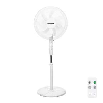 Aigostar - Stāvvietas ventilators 60W/230V balts + tālvadība
