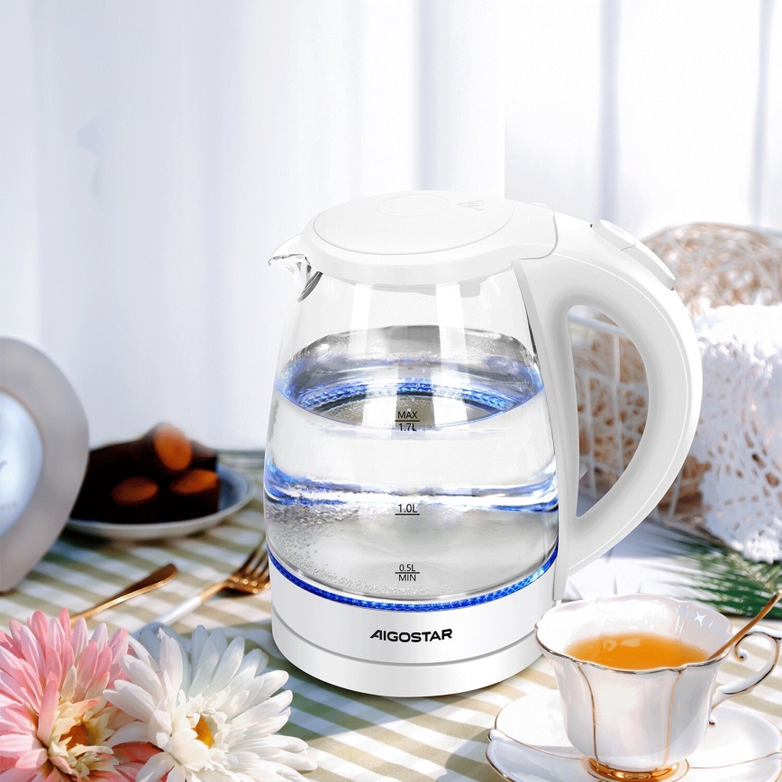 Aigostar - Tējkanna 1,7l 2200W/230V balta