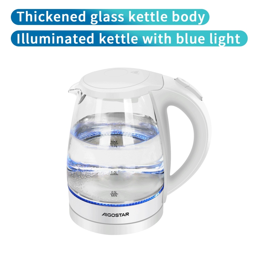 Aigostar - Tējkanna 1,7l 2200W/230V balta