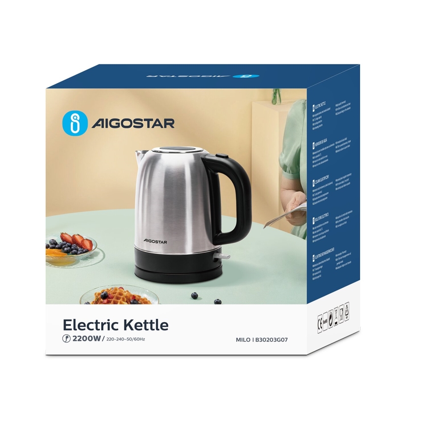 Aigostar - Tējkanna 1,7l 2200W/230V hroms