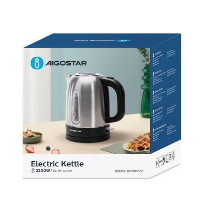 Aigostar - Tējkanna 1,7l 2200W/230V hroms