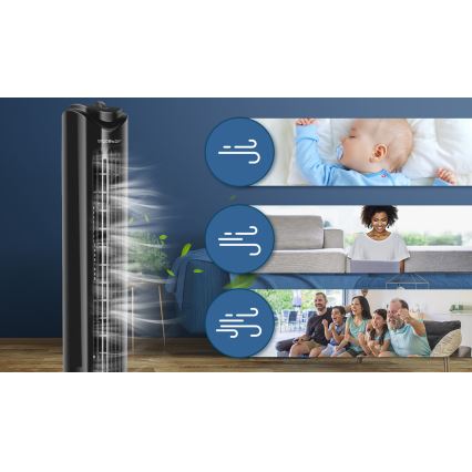 Aigostar - Torņa ventilators 45W/230V melna