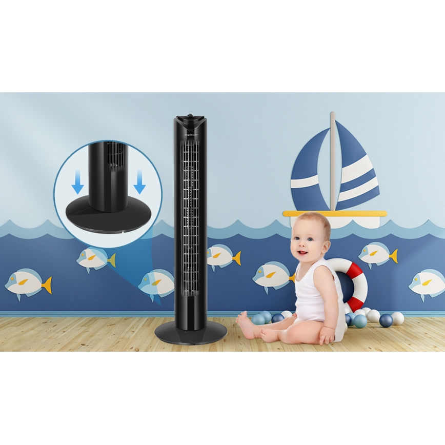 Aigostar - Torņa ventilators 45W/230V melna