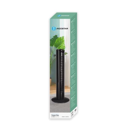 Aigostar - Torņa ventilators 45W/230V melna