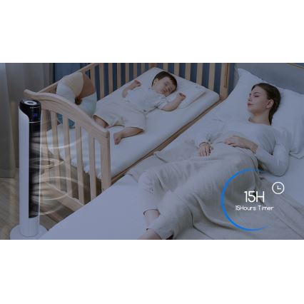 Aigostar - Torņa ventilators 50W/230V melna/balta + tālvadības pults