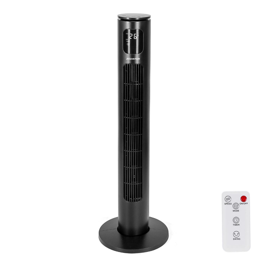 Aigostar - Torņa ventilators 50W/230V melna Wi-Fi + tālvadības pults