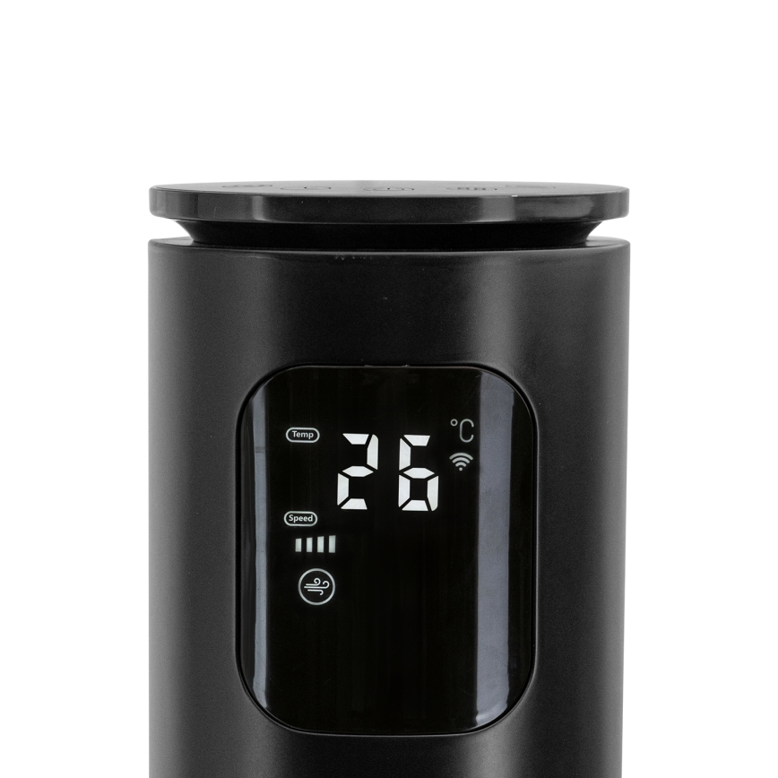 Aigostar - Torņa ventilators 50W/230V melna Wi-Fi + tālvadības pults