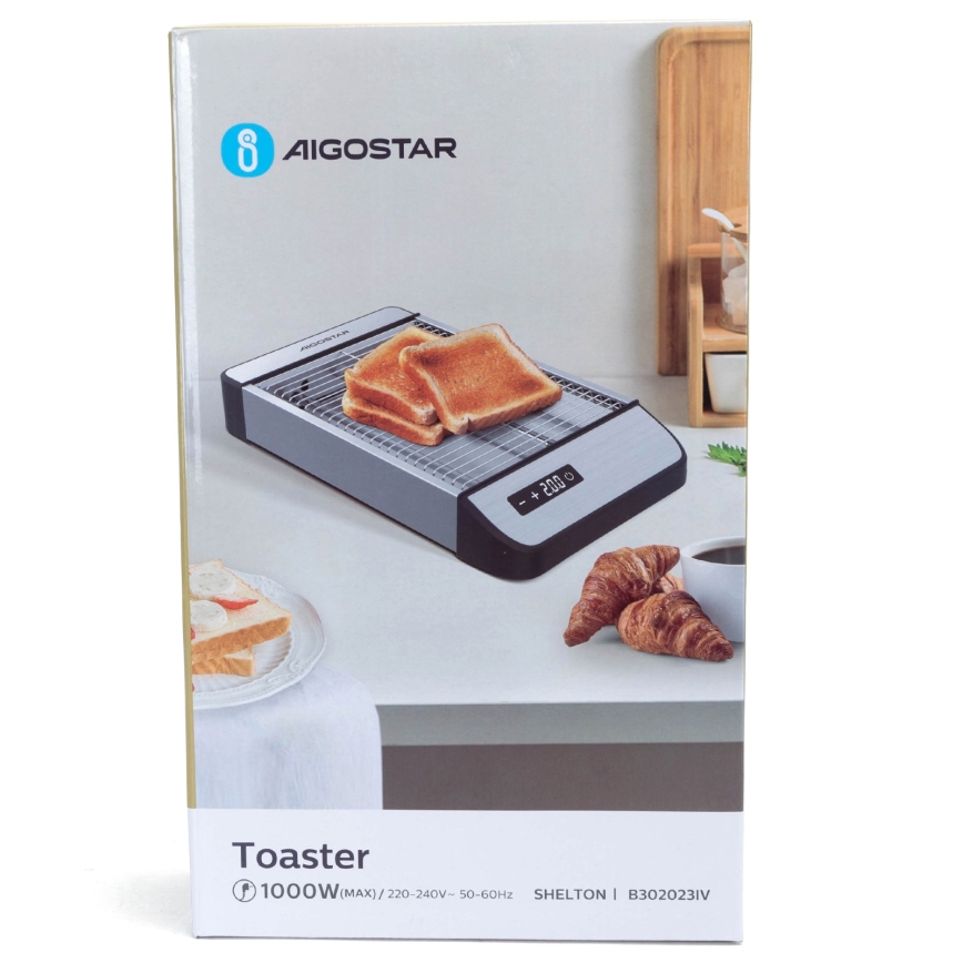 Aigostar - Tosteris 840-1000W/230V matēts hroms
