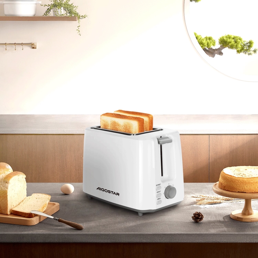 Aigostar - Tosteris ar divām atverēm 750W/230V balta