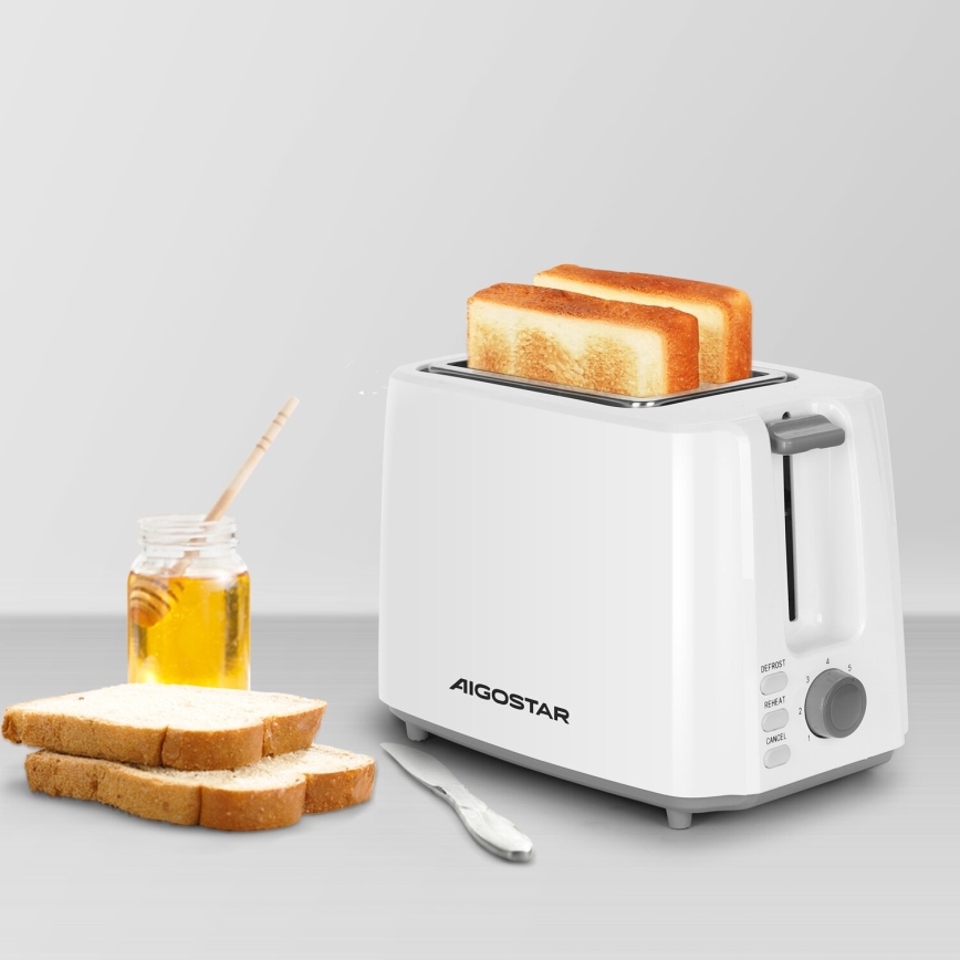 Aigostar - Tosteris ar divām atverēm 750W/230V balta