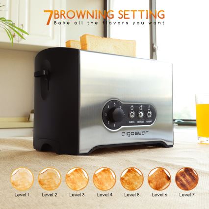 Aigostar - Tosteris ar divām atverēm 900W/230V hroms