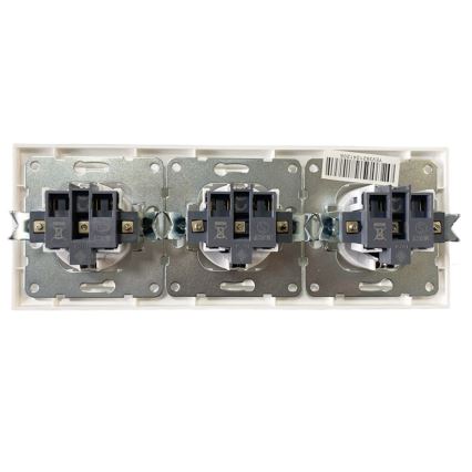 Aigostar - Trīskārša SCHUKO mājsaimniecības kontaktligzda ar rāmi, 230V, balta