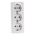 Aigostar - trīskārša sienas SCHUKO kontaktligzda 250V, balta