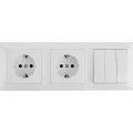 Aigostar - Trīskāršs slēdzis Nr. 3 ar 2x SCHUKO 230V kontaktligzdām un rāmi, balts