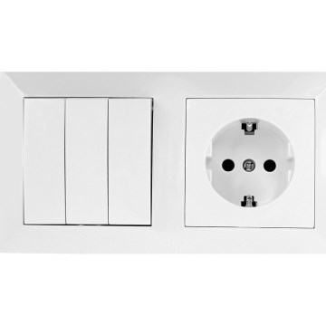 Aigostar - trīskāršs slēdzis Nr. 3 un SCHUKO kontaktligzda 230V ar baltu rāmi
