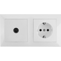 Aigostar - TV rozete un SCHUKO kontaktligzda 230 V ar rāmīti, balta
