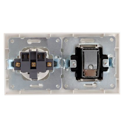 Aigostar - TV rozete un SCHUKO kontaktligzda 230 V ar rāmīti, balta