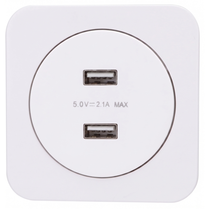 Aigostar - USB barošanas kontaktligzda ar rāmi 2x USB-A balta