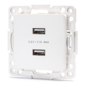 Aigostar - USB strāvas kontaktligzda bez rāmja 2x USB-A balta