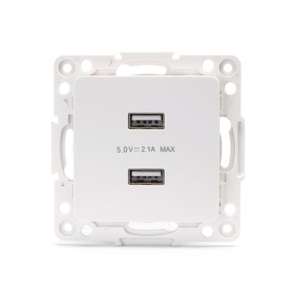 Aigostar - USB strāvas kontaktligzda bez rāmja 2x USB-A balta
