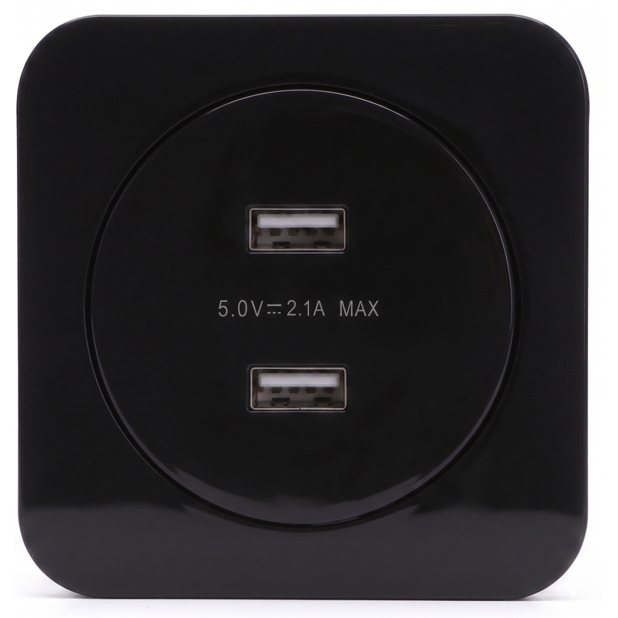 Aigostar - USB strāvas rozete ar rāmīti 2x USB-A melna