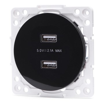 Aigostar - USB strāvas rozete bez rāmja, 2x USB-A, melna