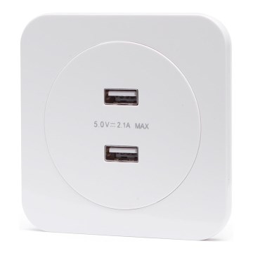 Aigostar - USB uzlādes kontaktligzda ar rāmīti 2x USB-A balta