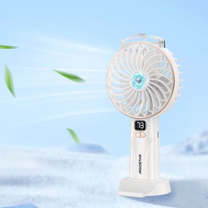 Aigostar - Uzlādējamais kabatas ventilators 5W/5V 2400mAh USB balts