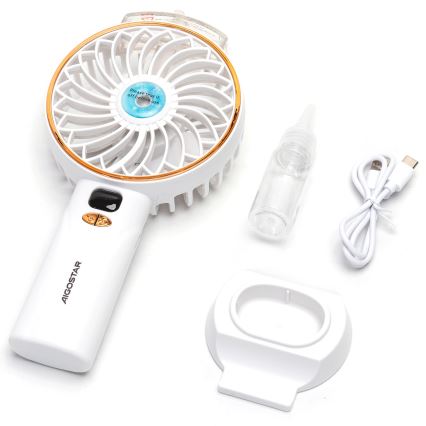 Aigostar - Uzlādējamais kabatas ventilators 5W/5V 2400mAh USB balts