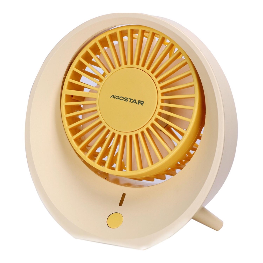 Aigostar - Uzlādējams galda ventilators 3W/5V 1200mAh USB oranža