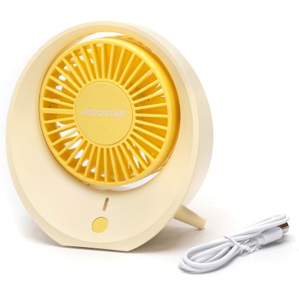 Aigostar - Uzlādējams galda ventilators 3W/5V 1200mAh USB oranža