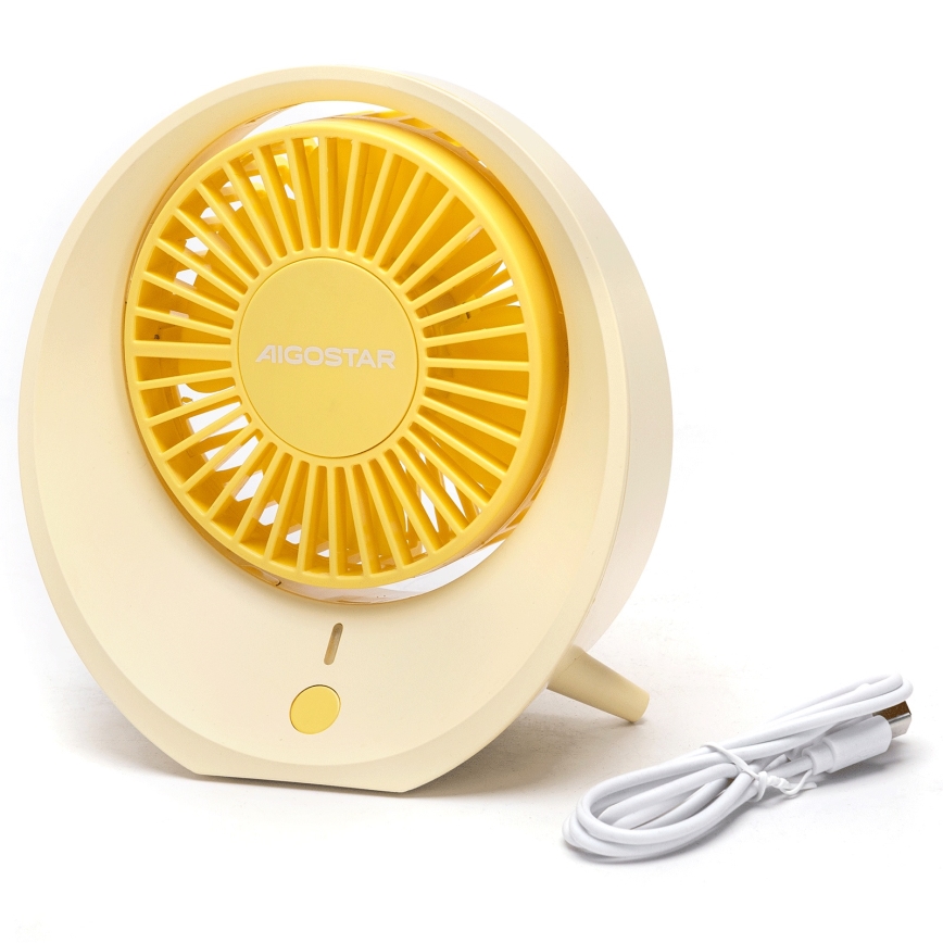 Aigostar - Uzlādējams galda ventilators 3W/5V 1200mAh USB oranža