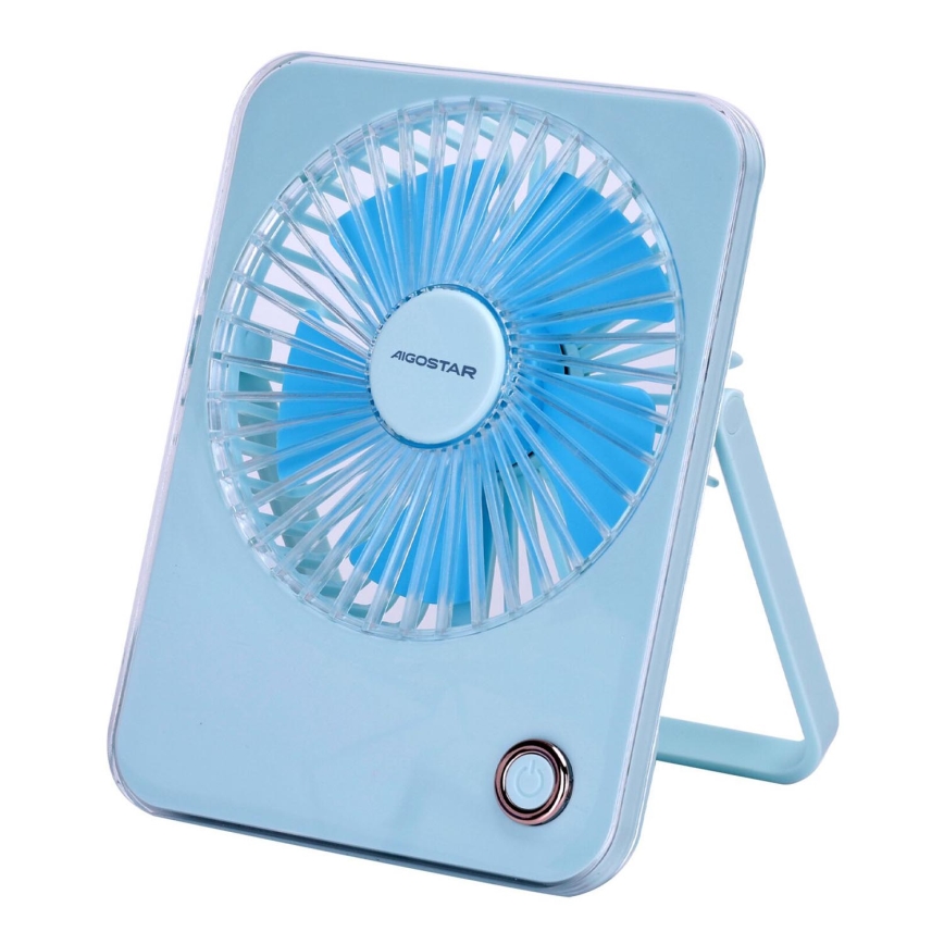 Aigostar - Uzlādējams galda ventilators 5W/5V 3600mAh USB zila