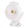 Aigostar - Uzlādējams galda ventilators ar stiprinājumu 2W/5V 2400mAh USB balta