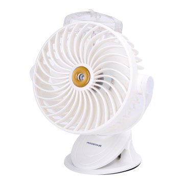 Aigostar - Uzlādējams galda ventilators ar stiprinājumu 2W/5V 2400mAh USB balta