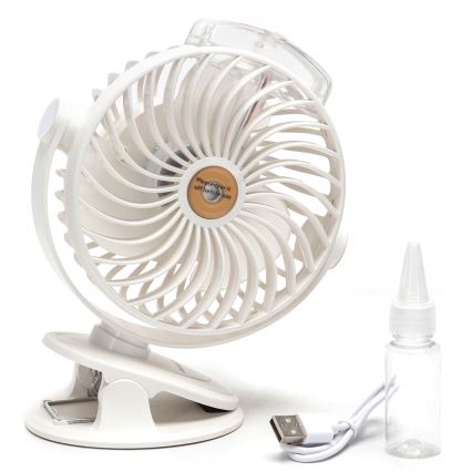 Aigostar - Uzlādējams galda ventilators ar stiprinājumu 2W/5V 2400mAh USB balta