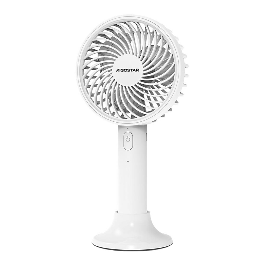 Aigostar - Uzlādējams kabatas ventilators 3W/5V 1500mAh USB balta