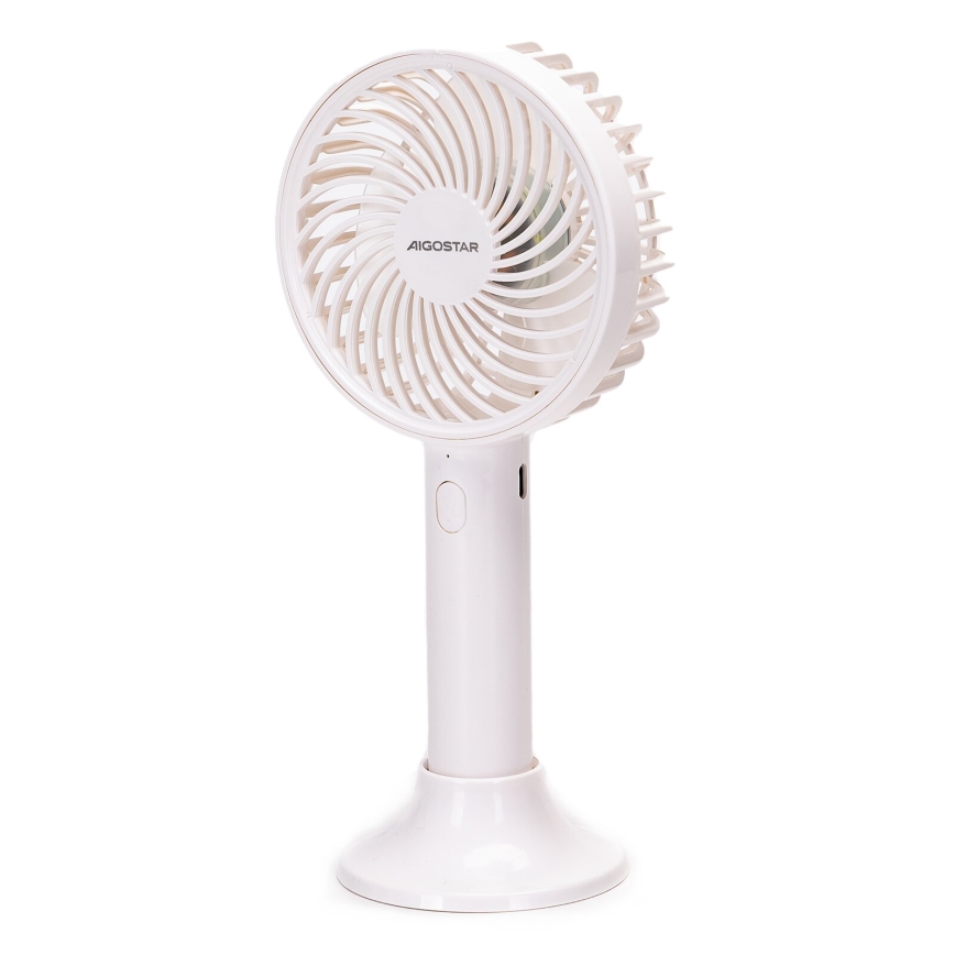 Aigostar - Uzlādējams kabatas ventilators 3W/5V 1500mAh USB balta