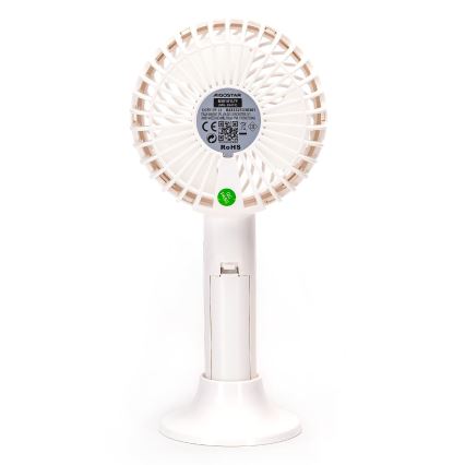 Aigostar - Uzlādējams kabatas ventilators 3W/5V 1500mAh USB balta