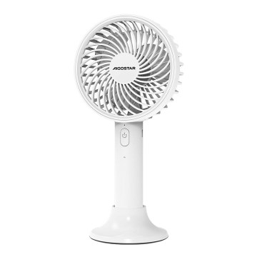 Aigostar - Uzlādējams kabatas ventilators 3W/5V 1500mAh USB balts