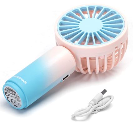 Aigostar - Uzlādējams kabatas ventilators 3W/5V 500 mAh USB rozā/zils